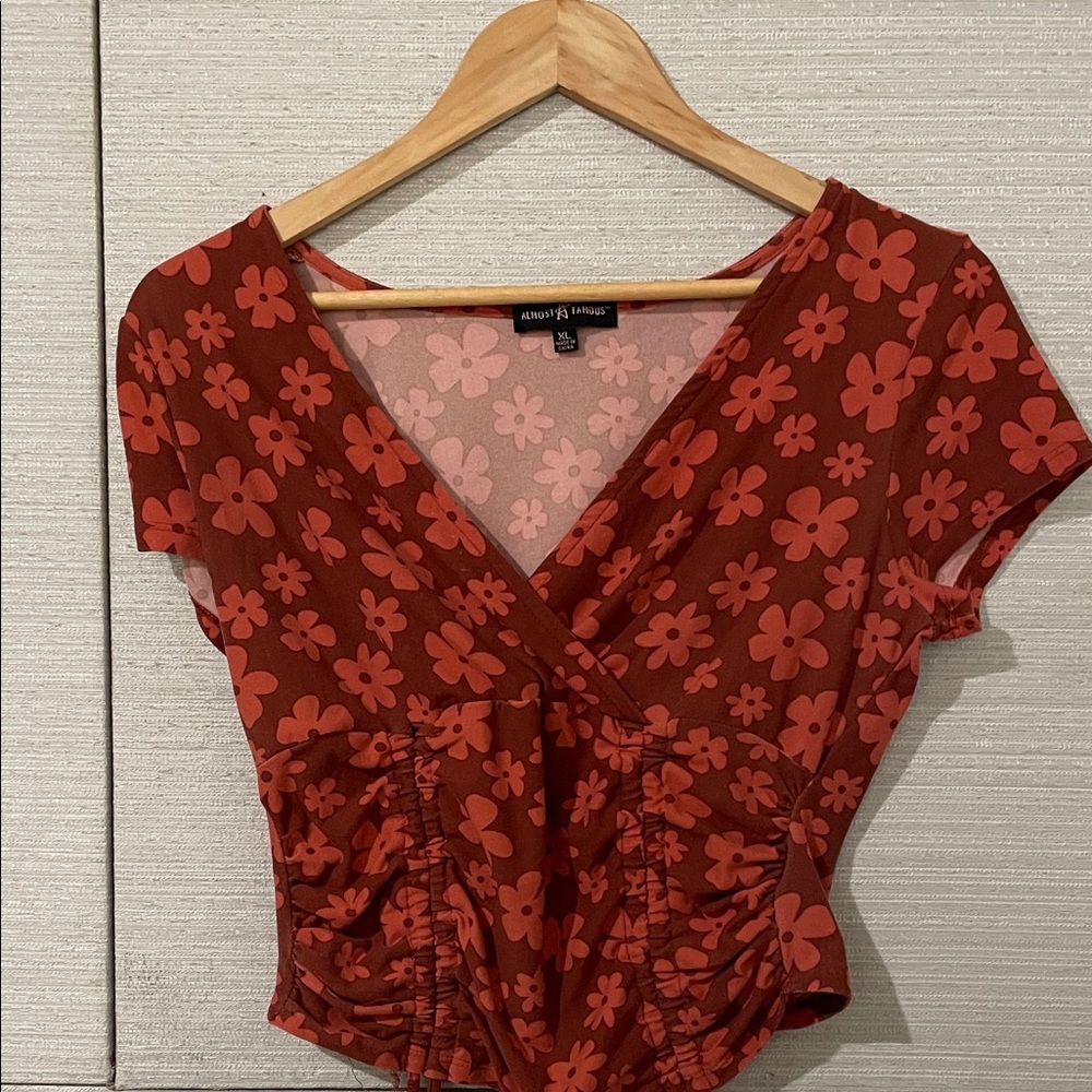Almost Famous Pink and Red Floral Blouse